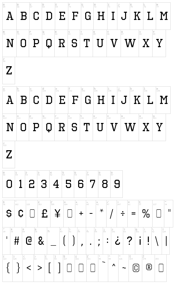 Octin Sports Free font map
